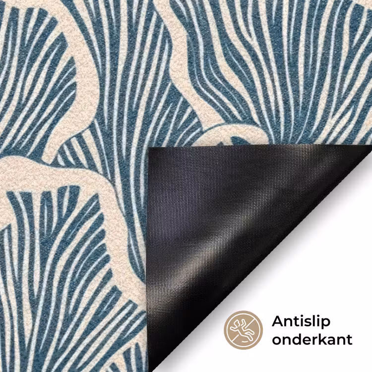 Organisch - Blauw - Crème - Schelpen Deurmat klein 898 -antislip_NL