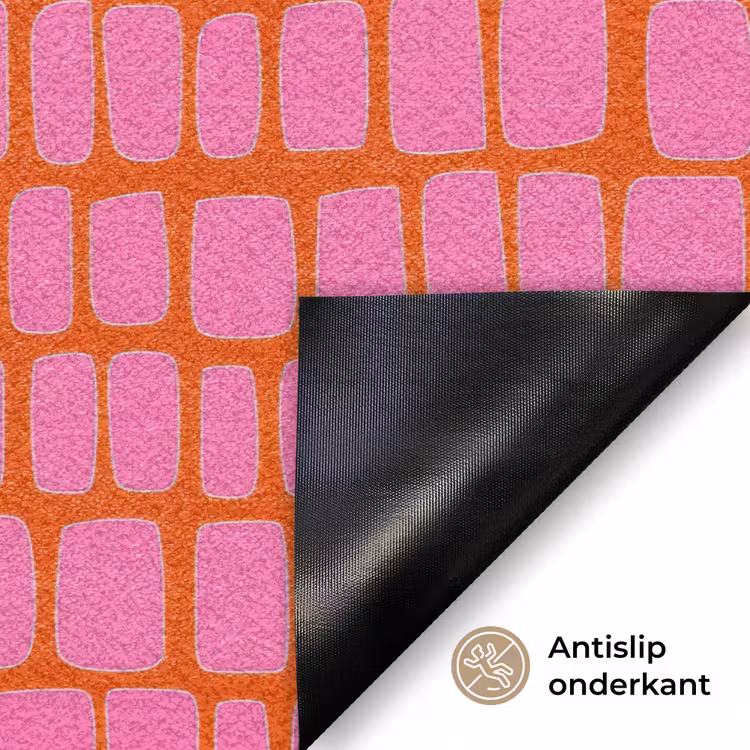 Organisch - Raster - Roze Deurmat klein 898 -antislip_NL