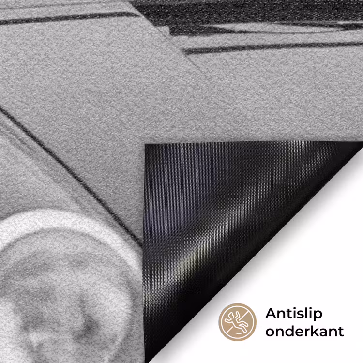 Paard - Auto - Zwart - Wit Deurmat klein -antislip_NL
