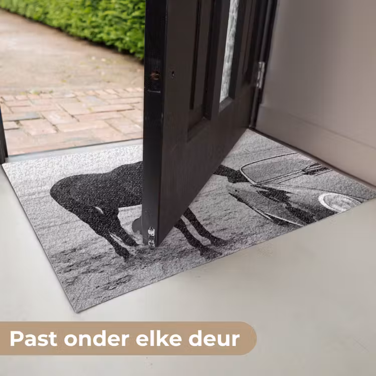 Paard - Auto - Zwart - Wit Deurmat klein -USP_NL