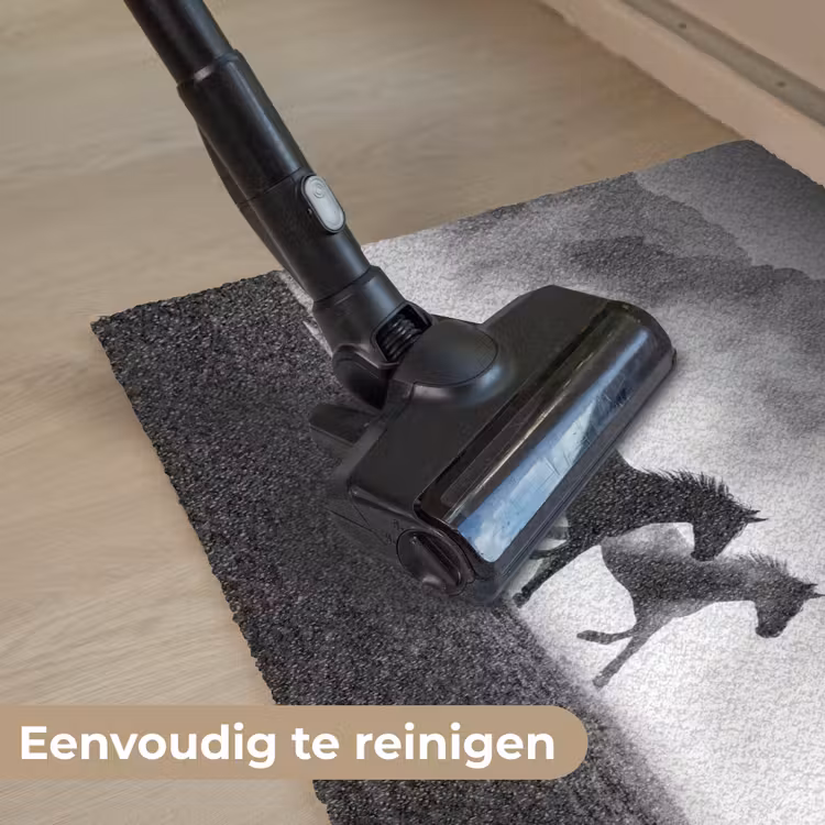 Paard - Ren - Stof - Zwart-wit - Dieren Deurmat klein -reinigen_NL