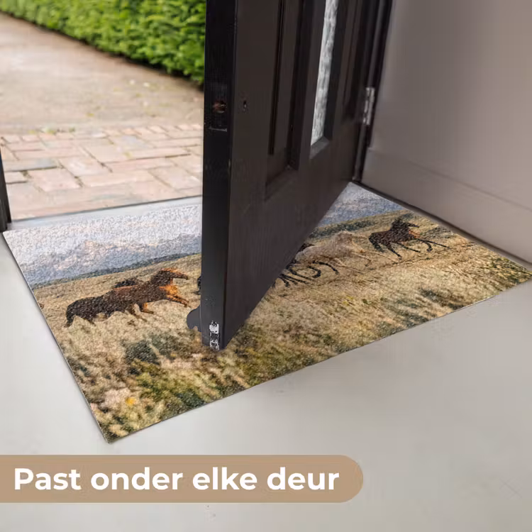 Paarden - Kudde - Bergen - Vrijheid - Wild Deurmat klein -USP_NL