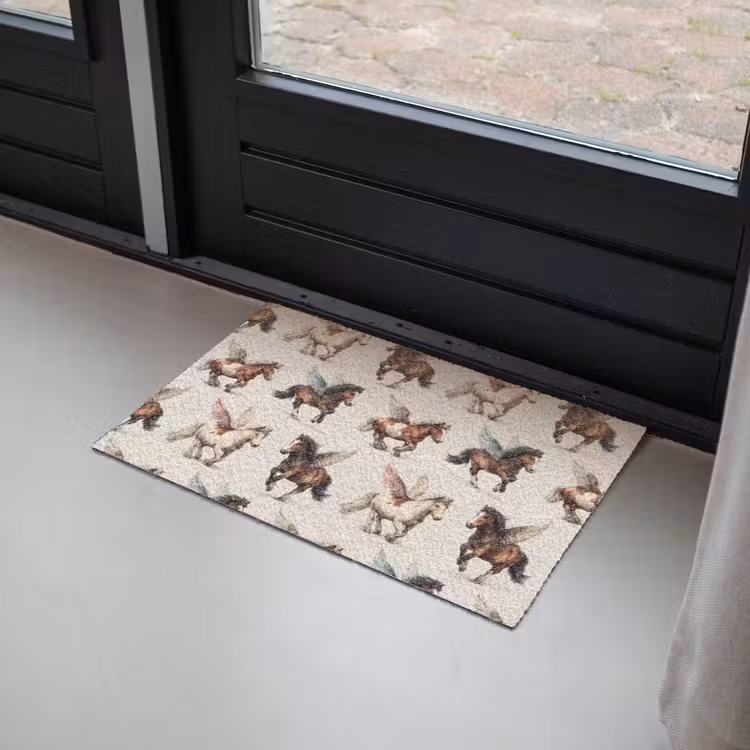 Paarden - Vleugels - Kleurrijk Deurmat klein 898 -sfeer2