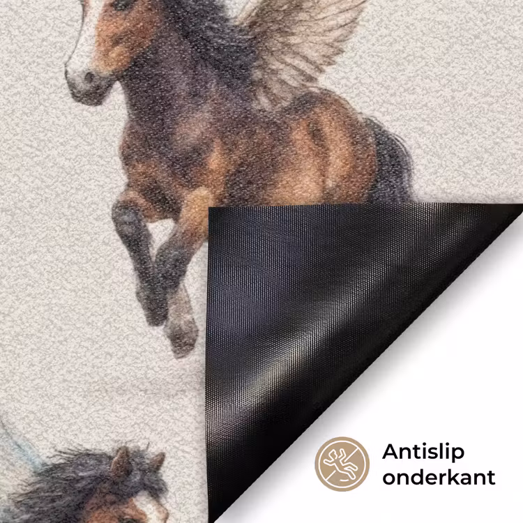 Paarden - Vleugels - Kleurrijk Deurmat klein 898 -antislip_NL