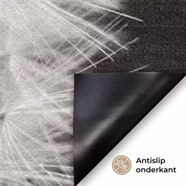 Paardenbloem - Zwart - Wit Deurmat klein -antislip_NL