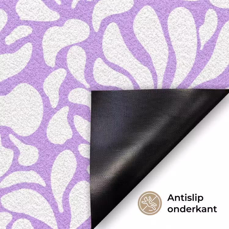 Paars - Wit - Bloemen Deurmat klein 898 -antislip_NL