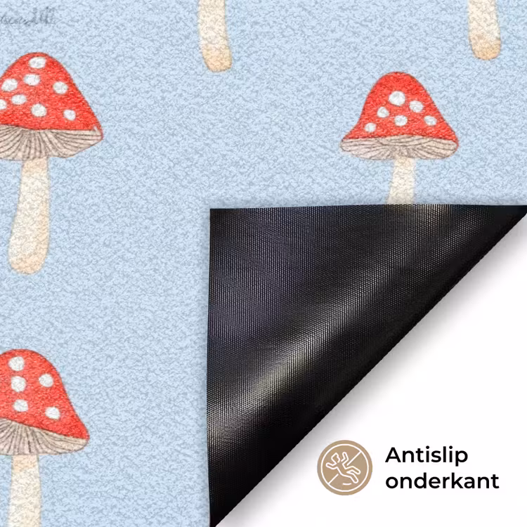 Paddenstoel -Sprookje - Blauw Deurmat klein 898 -antislip_NL