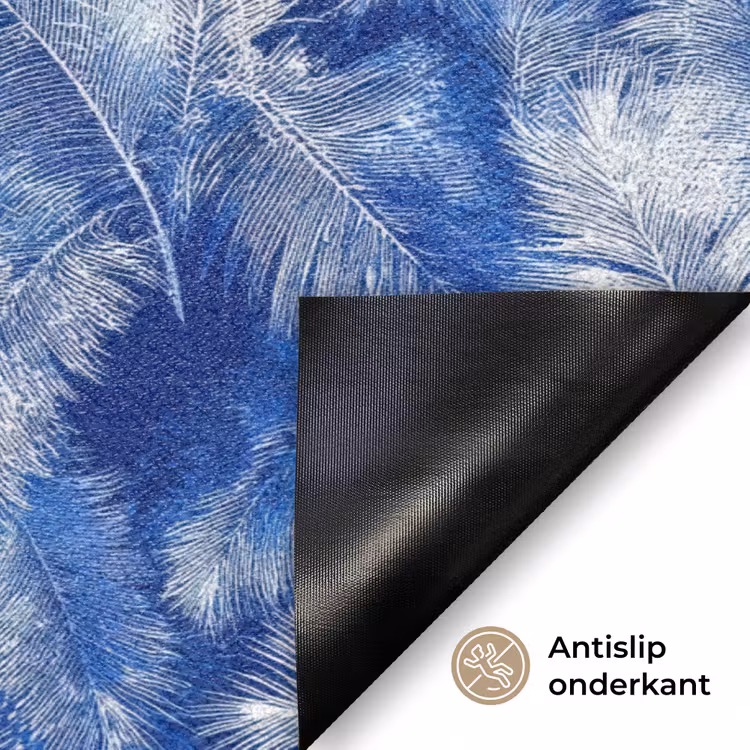 Palmblad - Patroon - Blauw Deurmat klein 898 -antislip_NL