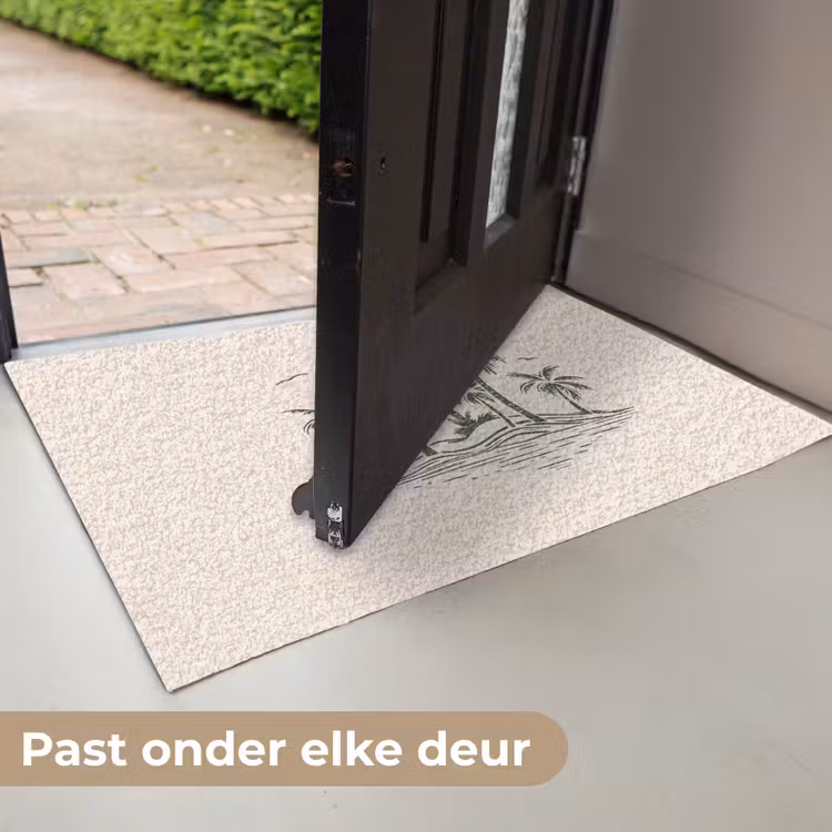 Palmbomen - Strand - Beige - Groen - Tropisch Deurmat klein -USP_NL