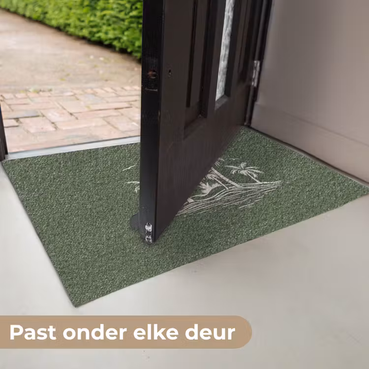 Palmbomen - Strand - Groen - Beige - Tropisch Deurmat klein -USP_NL