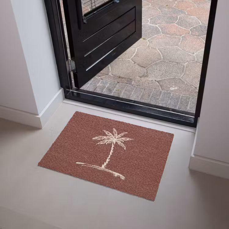 Palmboom - Beige - Rood - Tropisch Deurmat klein -sfeer5