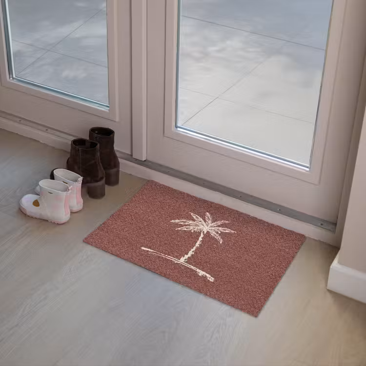 Palmboom - Beige - Rood - Tropisch Deurmat klein -sfeer3