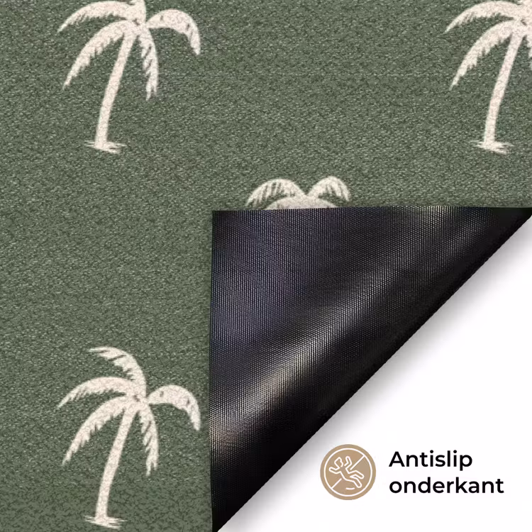 Palmboom patroon - Groen - Beige - Zomer Deurmat klein -antislip_NL