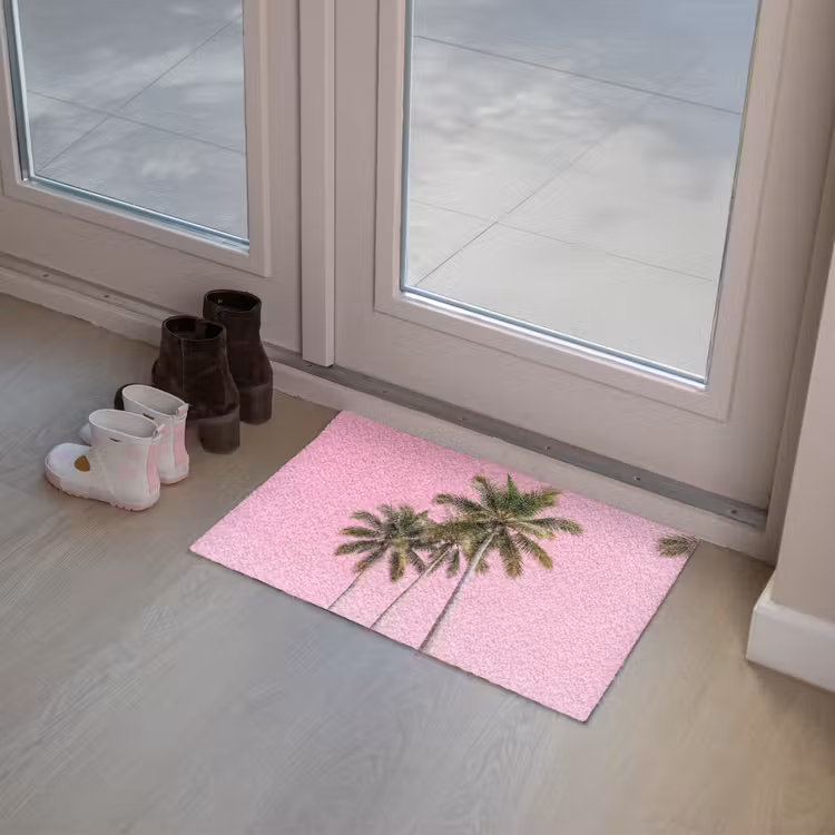 Palmboom - Tropisch - Pink Deurmat klein -sfeer3