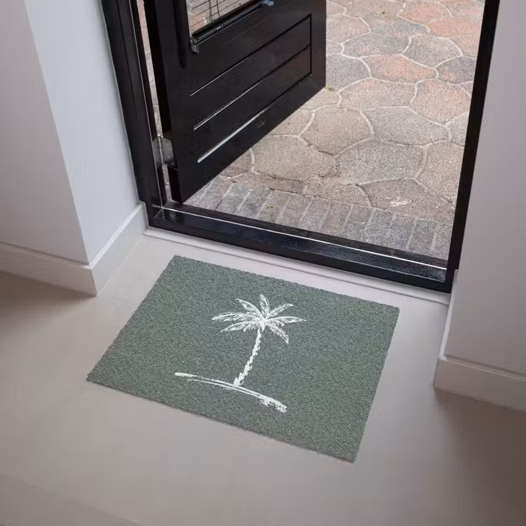 Palmboom - Wit - Groen - Tropisch Deurmat klein -sfeer5