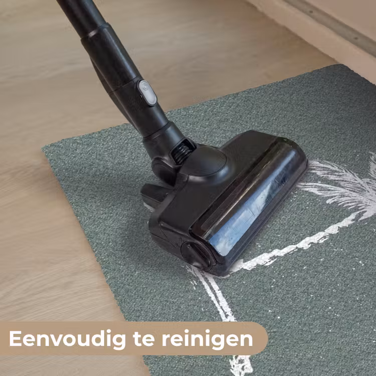 Palmboom - Wit - Groen - Tropisch Deurmat klein -reinigen_NL