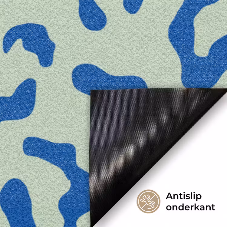 Panterprint - Blauw - Groen - Dierenprint Deurmat klein -antislip_NL