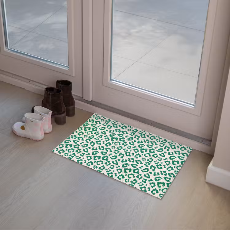 Panterprint - Groen - Beige - Dierenprint Deurmat klein -sfeer3