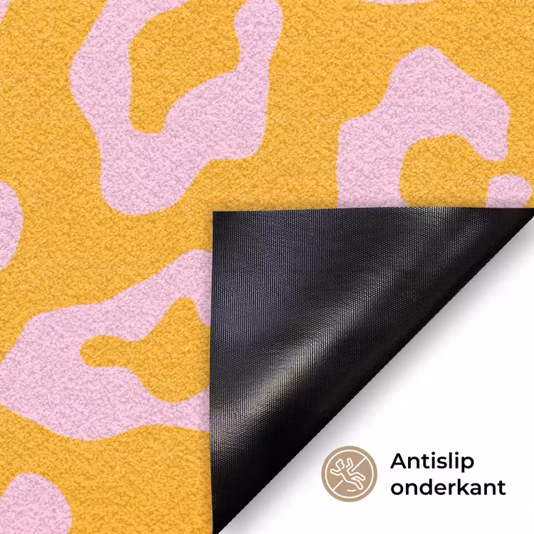 Panterprint - Oranje - Roze - Dierenprint Deurmat klein -antislip_NL