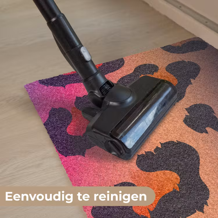 Panterprint - Roze - Paars - Oranje Deurmat klein -reinigen_NL