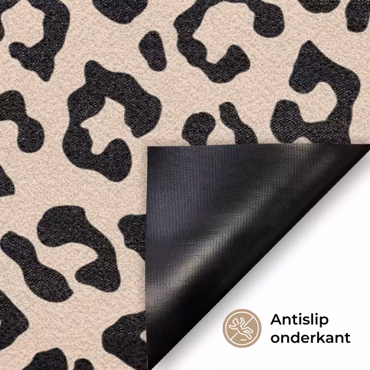 Panterprint - Zwart - Bruin - Dierenprint Deurmat klein -antislip_NL