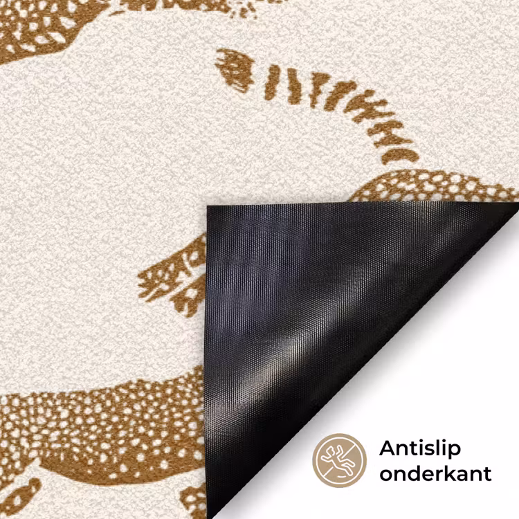 Panters - Dieren - Beige - Bruin - Patroon Deurmat klein -antislip_NL