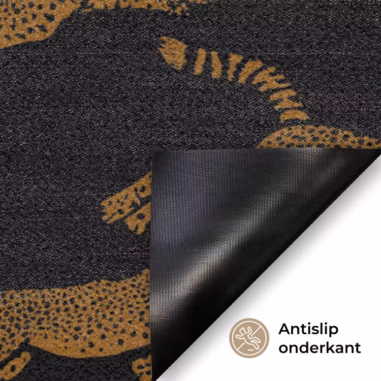 Panters - Patroon - Dieren - Zwart - Bruin Deurmat klein -antislip_NL
