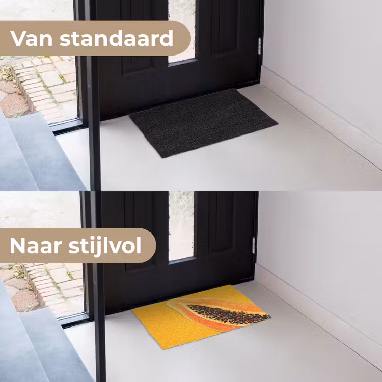 Papaja - Oranje - Topisch Deurmat klein -voor-na_NL