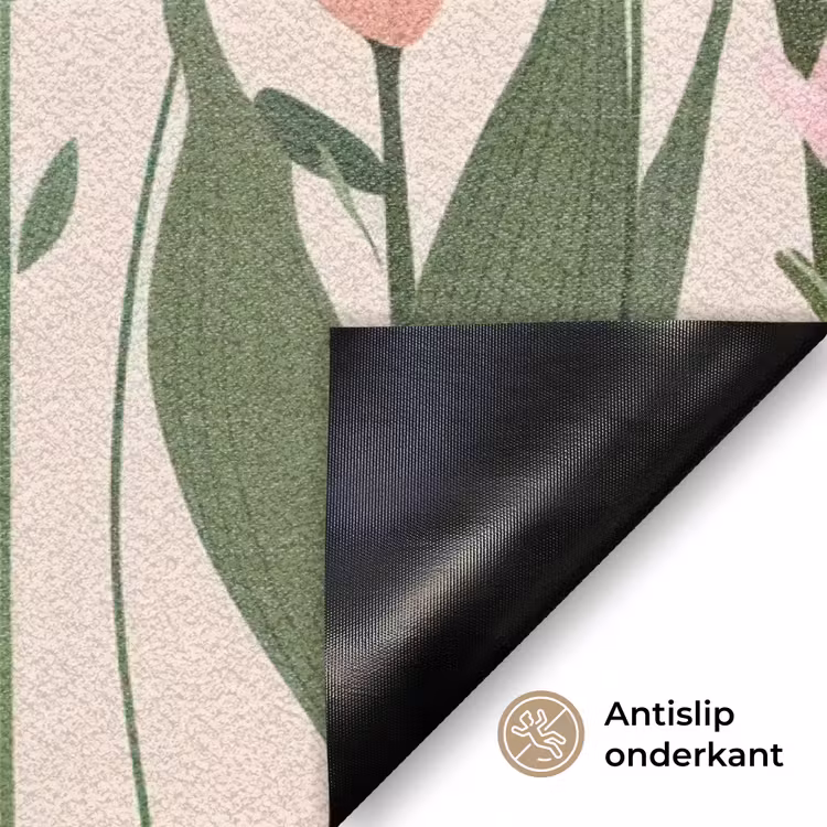 Pasteltinten - Bloemen - Illustratie Deurmat klein -antislip_NL
