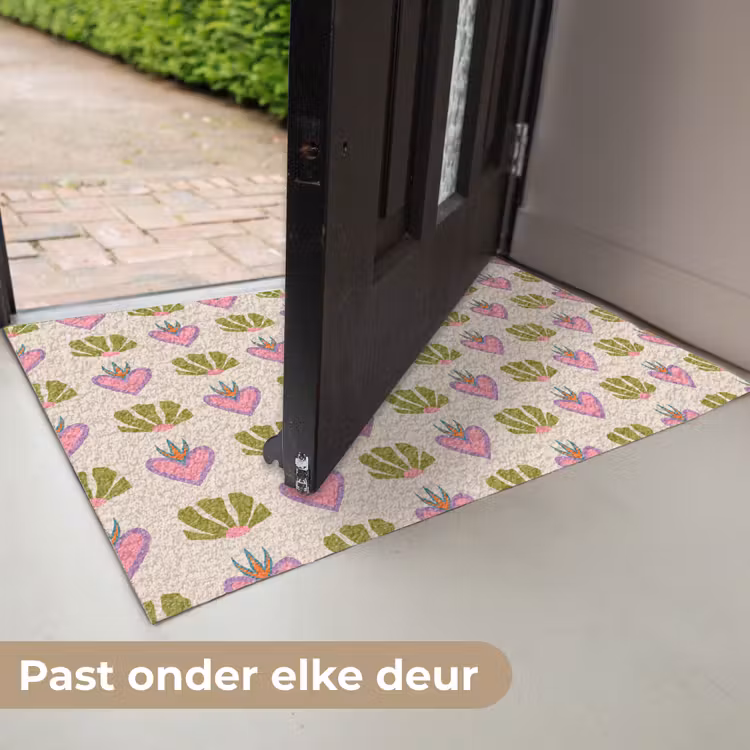 Patroon - Beige - Hartjes - Bloemen Deurmat klein 898 -USP_NL