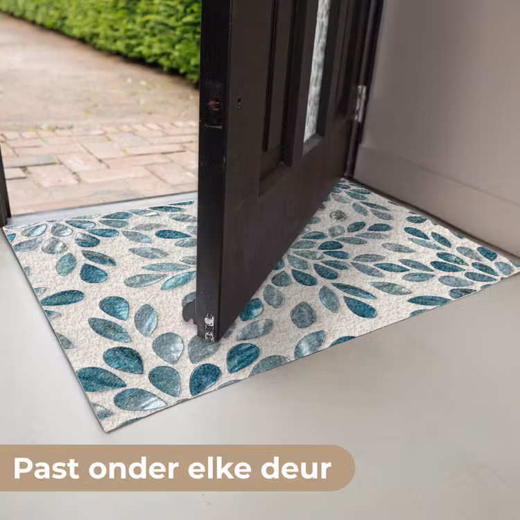 Patroon - Bladeren - Abstract - Modern - Turquoise Deurmat klein -USP_NL