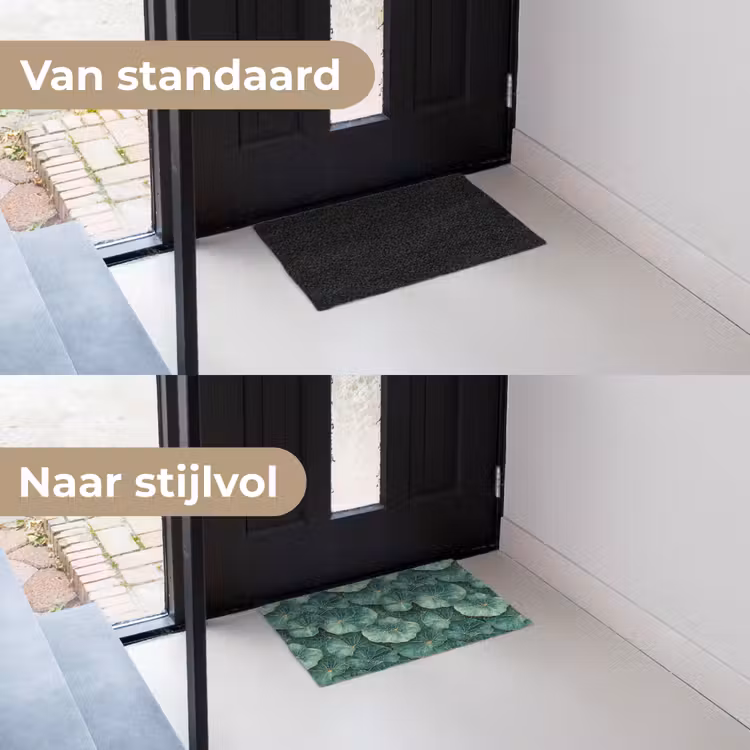 Patroon - Bladeren - Groen Deurmat klein 898 -voor-na_NL