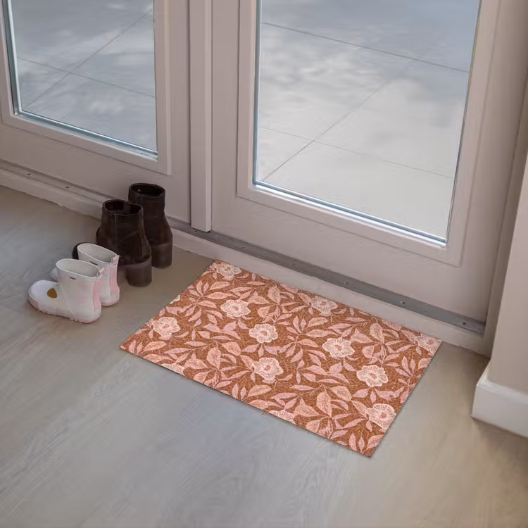 Patroon - Bladeren - Terracotta Deurmat klein 898 -sfeer3