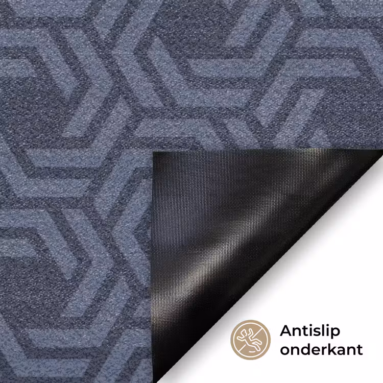 Patroon - Blauw - Geometrisch Deurmat klein 898 -antislip_NL