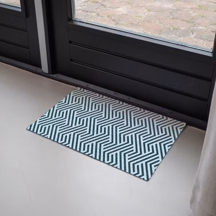 Patroon - Blauw - Lijnen - Zigzag Deurmat klein 898 -sfeer2