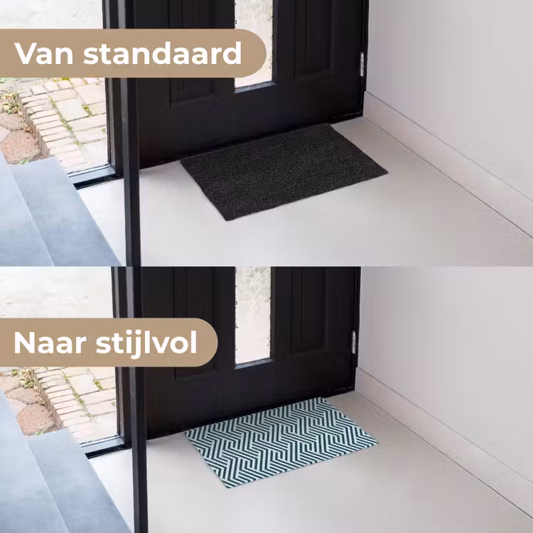 Patroon - Blauw - Lijnen - Zigzag Deurmat klein 898 -voor-na_NL