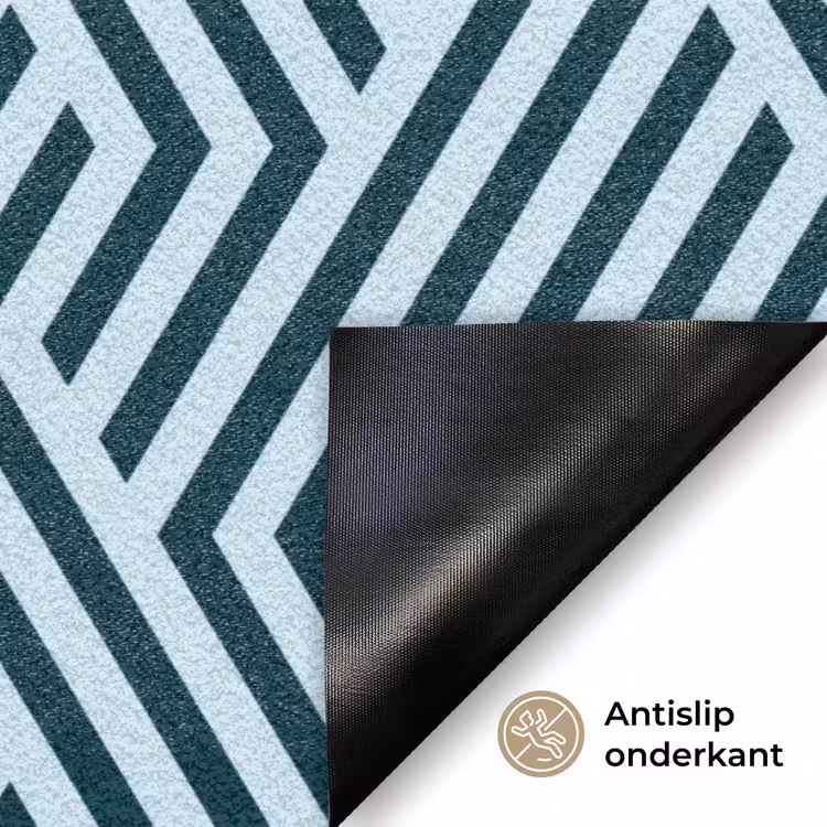 Patroon - Blauw - Lijnen - Zigzag Deurmat klein 898 -antislip_NL