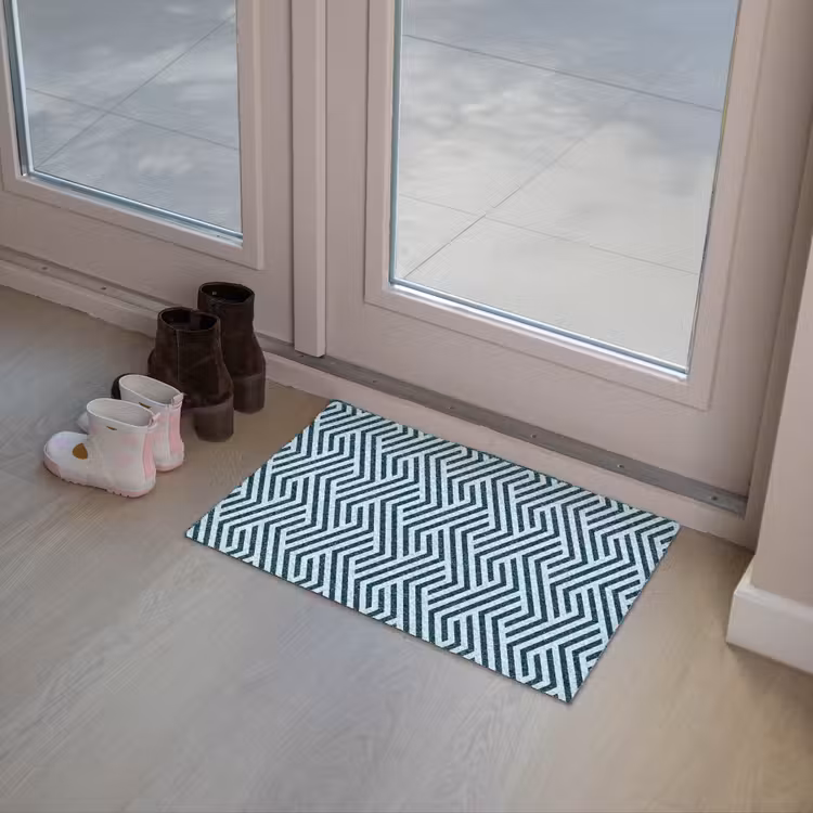 Patroon - Blauw - Lijnen - Zigzag Deurmat klein 898 -sfeer3