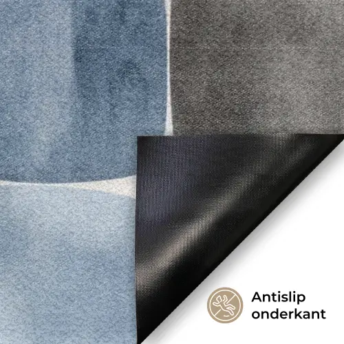 Patroon - Blauw - Vierkanten Deurmat klein -antislip_NL