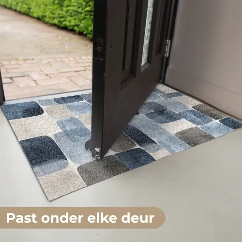 Patroon - Blauw - Vierkanten Deurmat klein -USP_NL