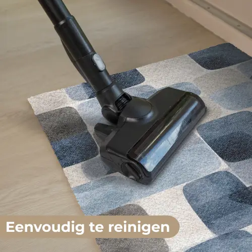 Patroon - Blauw - Vierkanten Deurmat klein -reinigen_NL