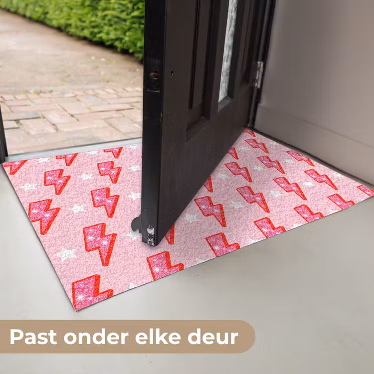 Patroon - Bliksem - Ster - Glitter - Roze Deurmat klein -USP_NL