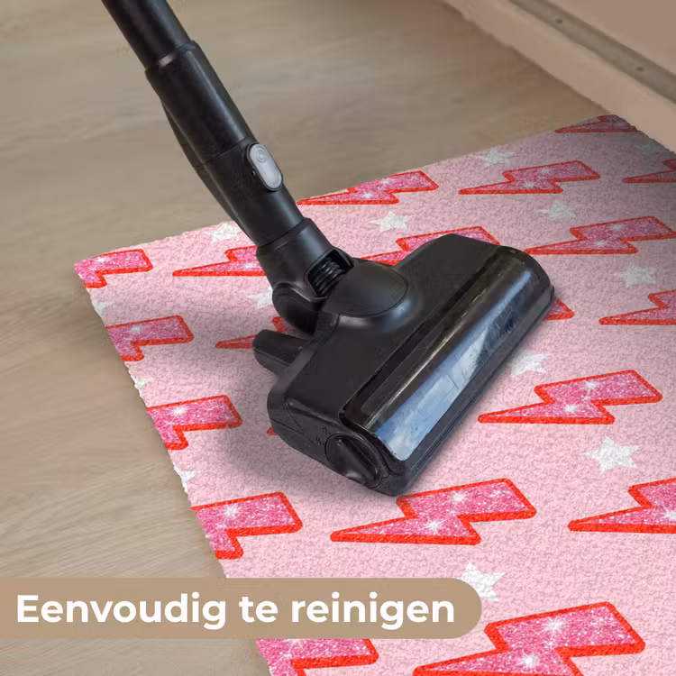Patroon - Bliksem - Ster - Glitter - Roze Deurmat klein -reinigen_NL