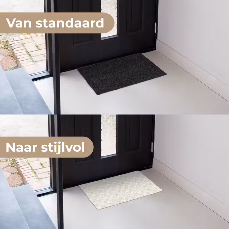 Patroon - Bloemen - Beige Deurmat klein 898 -voor-na_NL