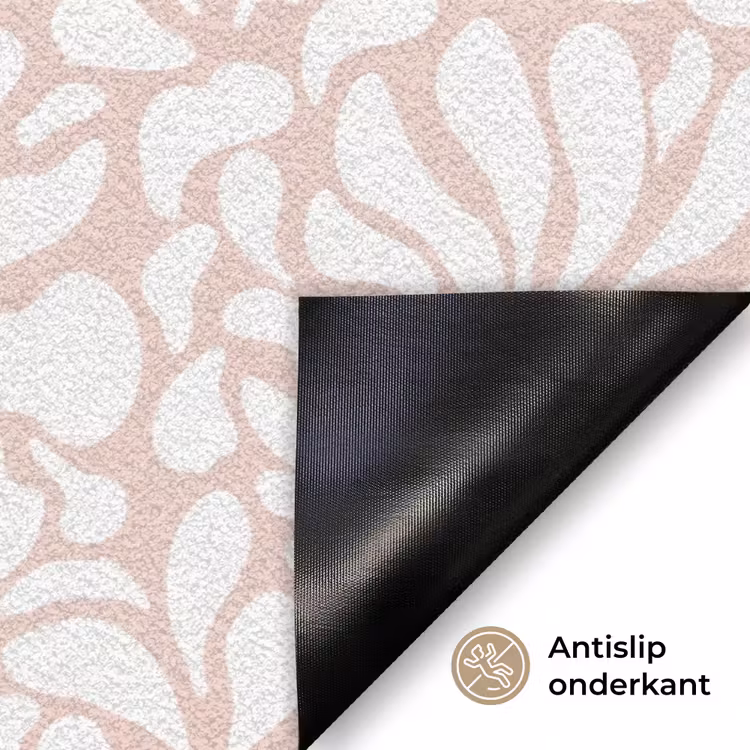Patroon - Bloemen - Roze - Wit Deurmat klein 898 -antislip_NL