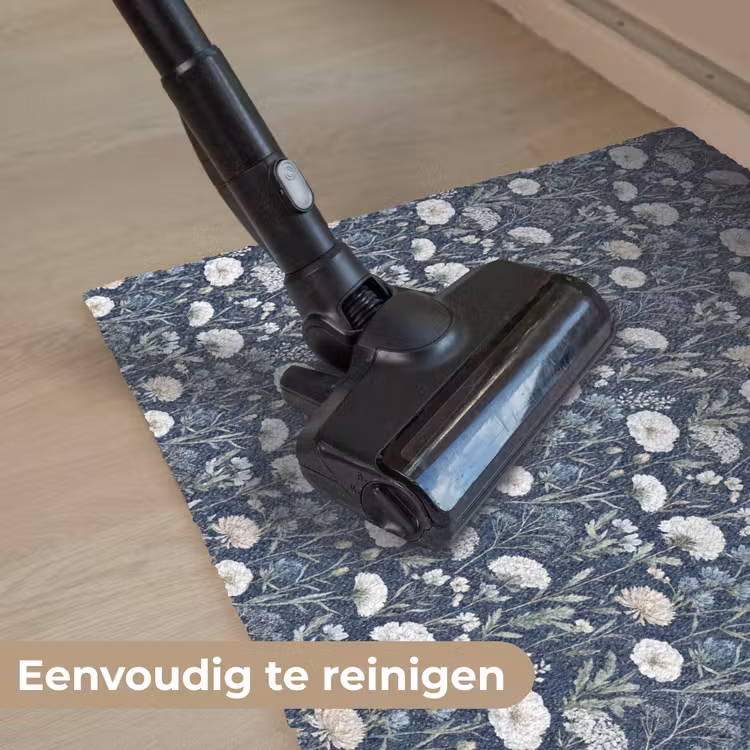 Patroon - Bloemen - Wit - Blauw Deurmat klein 898 -reinigen_NL