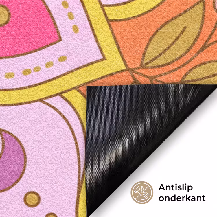 Patroon - Bloemmotief - Decoratie - Abstract - Roze Deurmat klein -antislip_NL