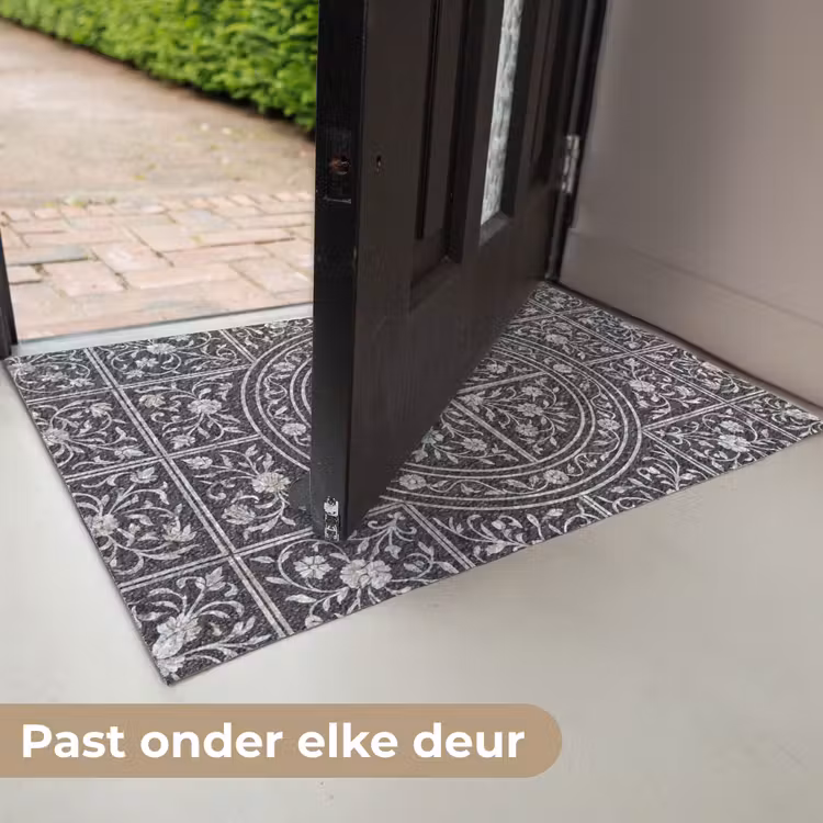 Patroon - Bloemmotief - Decoratie - Klassiek - Zwart Deurmat klein -USP_NL