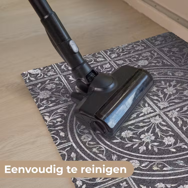 Patroon - Bloemmotief - Decoratie - Klassiek - Zwart Deurmat klein -reinigen_NL