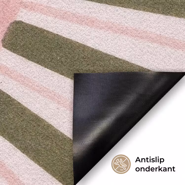 Patroon - Cirkel - Stralen - Abstract - Roze Deurmat klein -antislip_NL